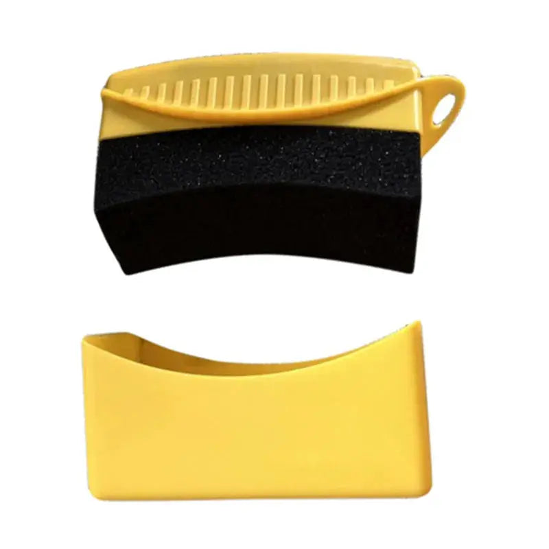 Car wheel polishing sponge brush set, yellow ABS plastic handles with black foam pads, 2-piece