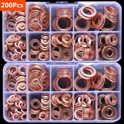 Copper Washer Gasket Nut and Bolt Set With Flat Ring Seals Assortment Kit in Box M8 M10 M12 M14 for Sump Plugs
