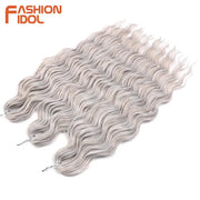 Anna Hair synthetic loose deep wave braiding extensions, 24in water wave ombre blonde bundles, 4pcs Fashion Idol