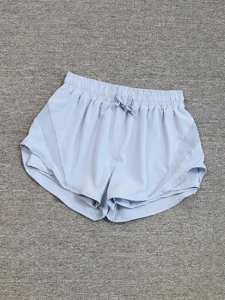 Women's light-blue breathable quick-dry running shorts with drawstring by Simples Market