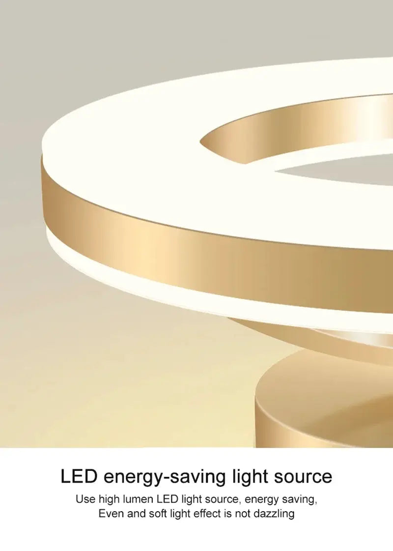 Simples Market modern LED ceiling lamp with gold and white circular spiral ring for living room or dining area