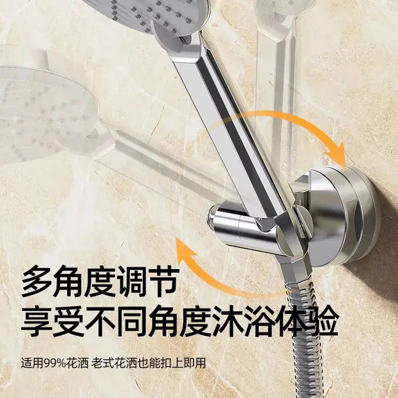 Shower Head Holder by Simples Market, 360° adjustable chrome suction-mount bracket