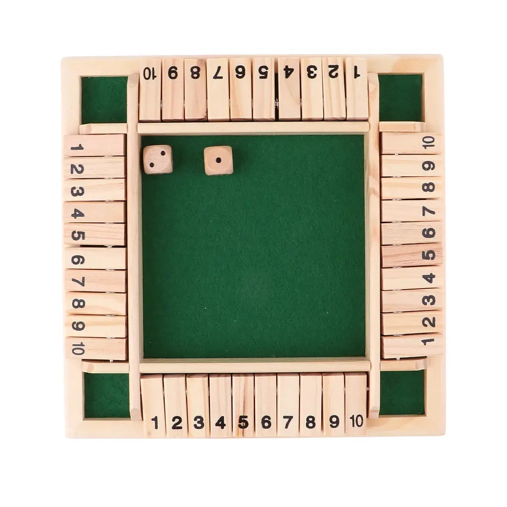 Wooden Arithmetic Dice Board Game Four Sided Flip Card Toy for Four Players Party Numbers Challenge