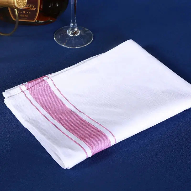 Simples Market European kitchen towel placemat; white thickened cotton with pink stripe
