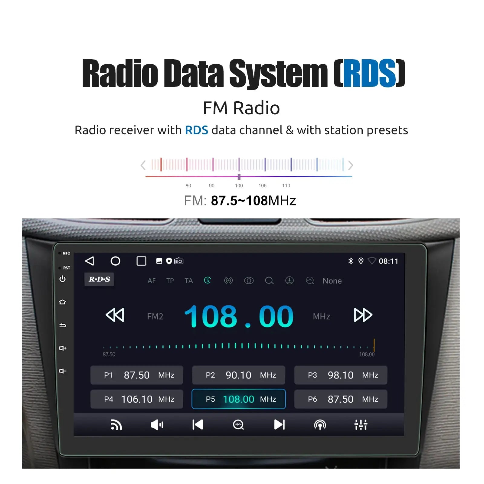 Car stereo ESSGOO 2-DIN Android 14 touchscreen, 7/9/10 in, RDS FM radio, Bluetooth and GPS