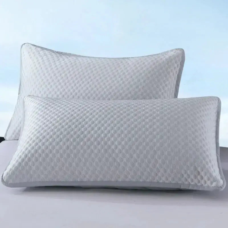 Simples Market cooling pillowcase, solid light-gray textured hex fabric, 2 pcs, 48x70cm