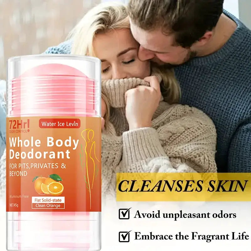 Full-Body Deodorant Stick by Simples Market, aluminum-free 45g, pink lid, travel-friendly