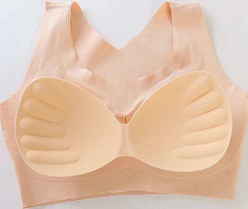 Posture correction bra, seamless nude peach with padded push-up cups