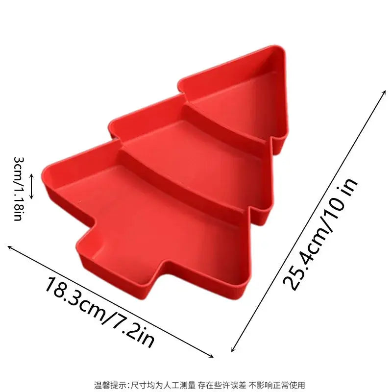 Christmas Tree Shaped Serving Dish Plastic Tableware For Candy Nuts