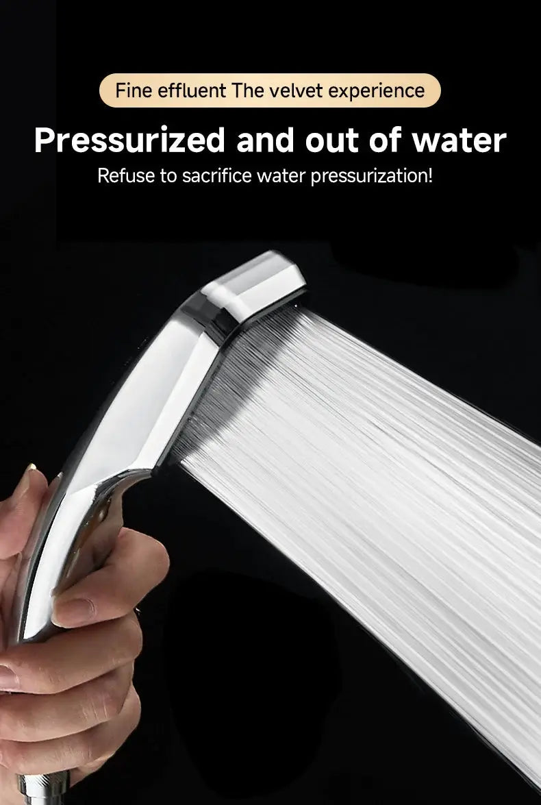 Simples Market handheld chrome shower head with 300 spray holes and water-saving rainfall spray