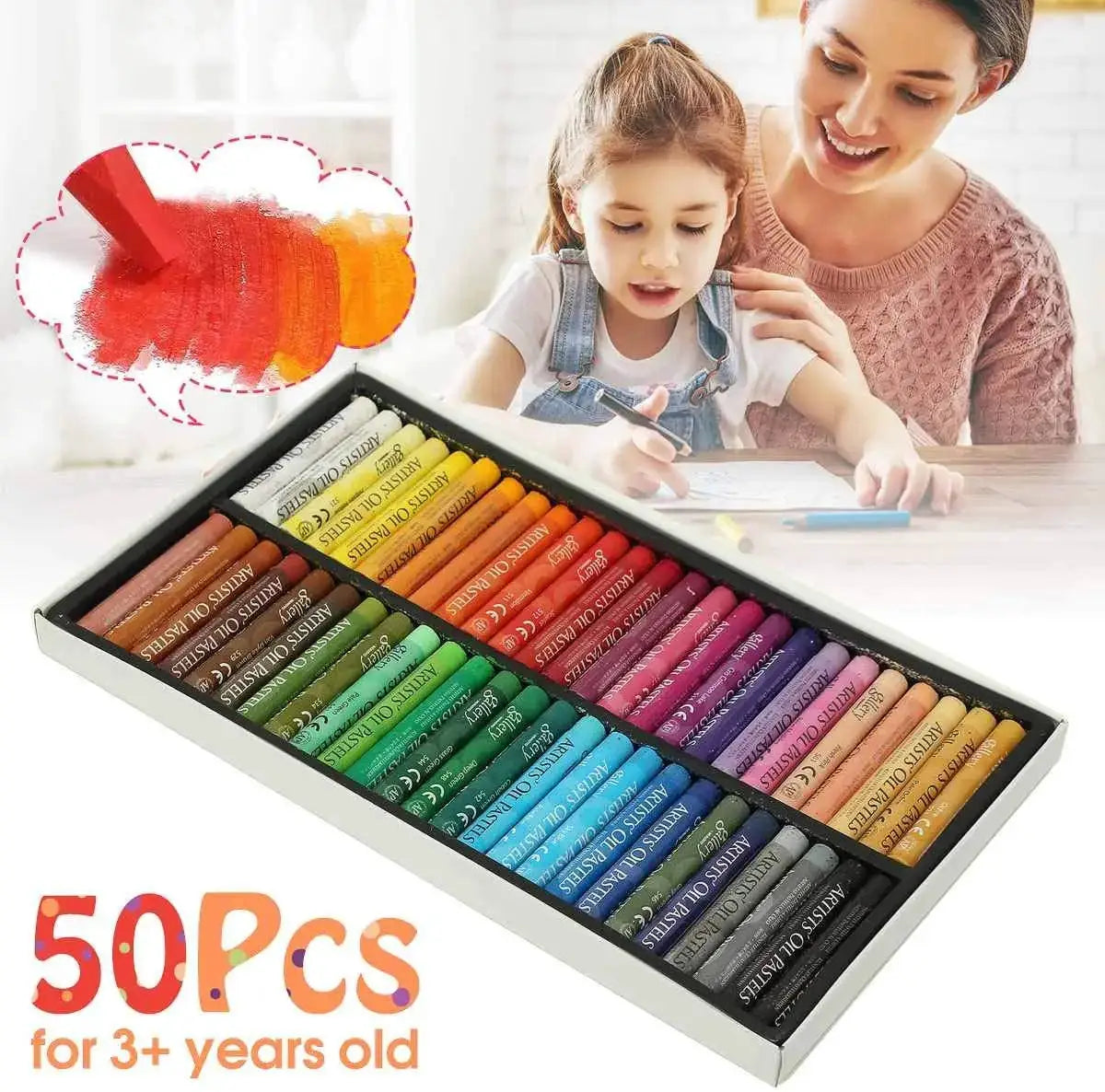 MUNGYO oil pastel set, 50 colors in a box; Simples Market, washable non-toxic art pastels