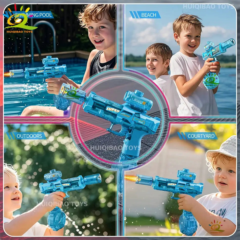 Huiqibao Electric Pulse Water Gun With Simulated Flame Sensor Light Fully Automatic Water Pistol For Outdoor Beach Fun