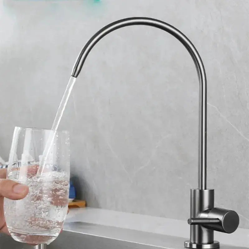 Kitchen filtered faucet, 304 stainless steel, high-arc cold drinking water tap