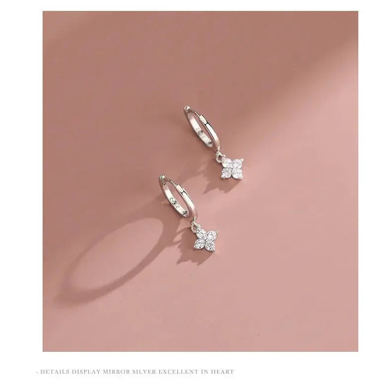 925 Sterling Silver Leaf Hoop Earrings For Women With Zircon Hypoallergenic Trendy Jewelry Gift