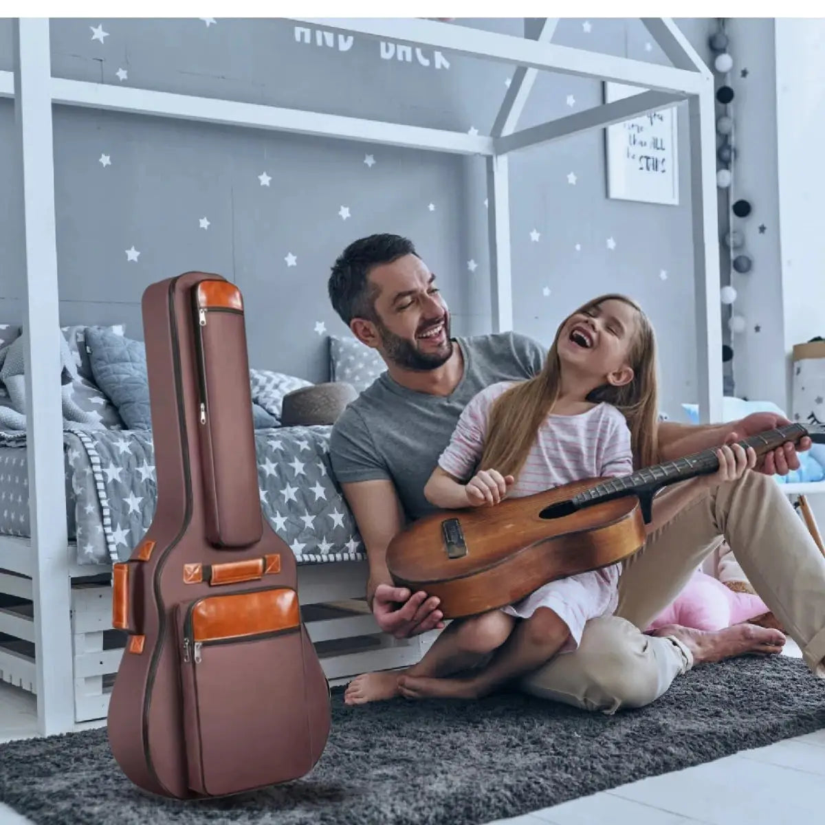 Miwayer 41 Inch Acoustic Guitar Bag Waterproof Oxford Nylon Double Straps Cotton Padded Guitar Case Gig Backpack