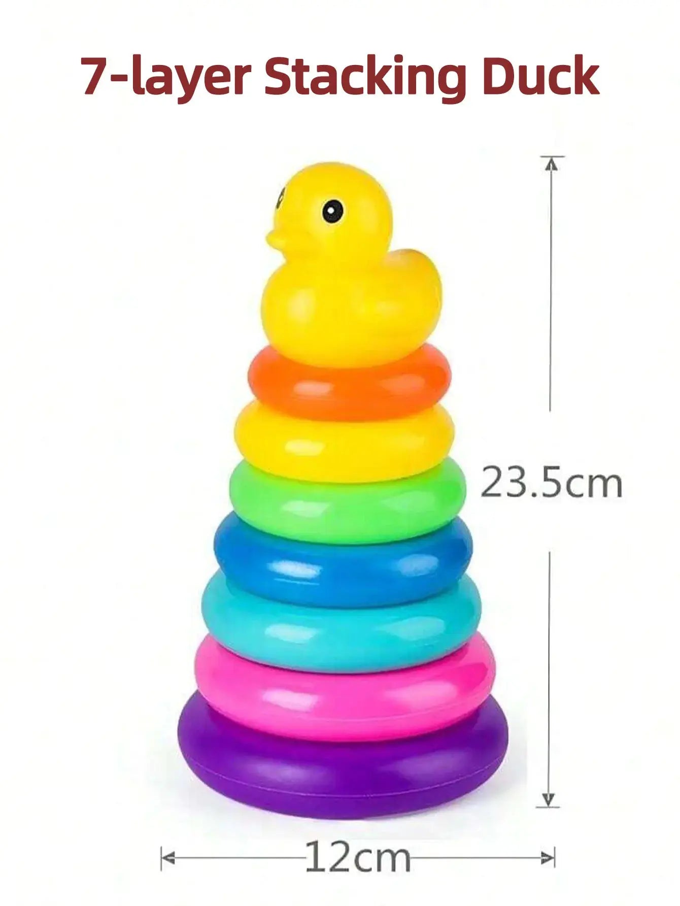 Yellow Duck Rainbow Tower Stacked Circle Toy Ring Toss Interactive Game For Early Learning And Birthday Gifts