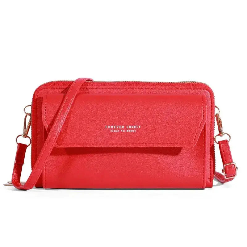 NovaLux Womens PU Material Crossbody Bag With Double Layer Design On One Shoulder For Mobile Phone And Essentials