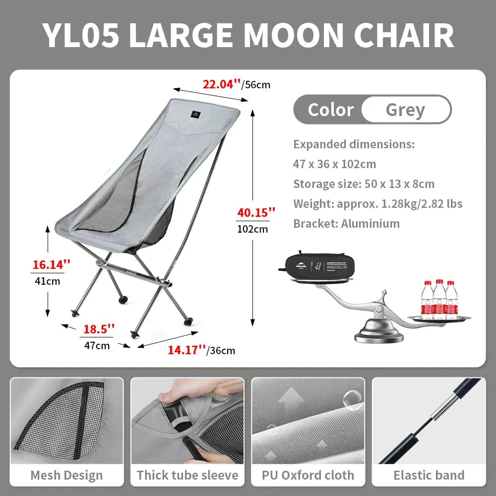 Naturehike 2024 Ultralight High Load Camping Chair Folding Outdoor Moon Chair for Garden Picnic Beach
