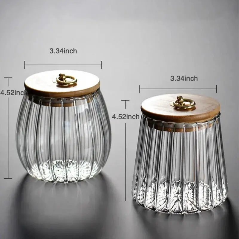 Glass Airtight Storage Jars With Wood Lids For Grains Tea Coffee Beans Candy Kitchen Organization Containers