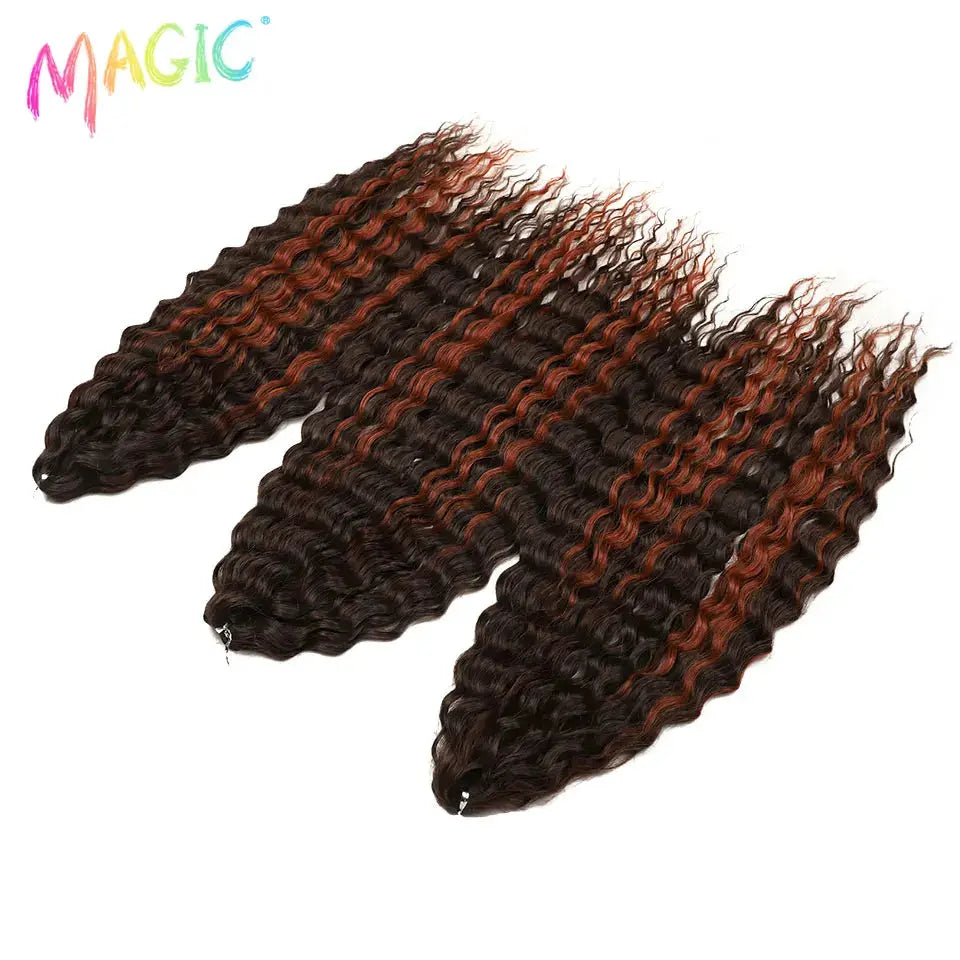 Magic Ariel Curl Crochet Hair by Simples Market, 22in ombre blonde deep wave extensions, 2 bundles