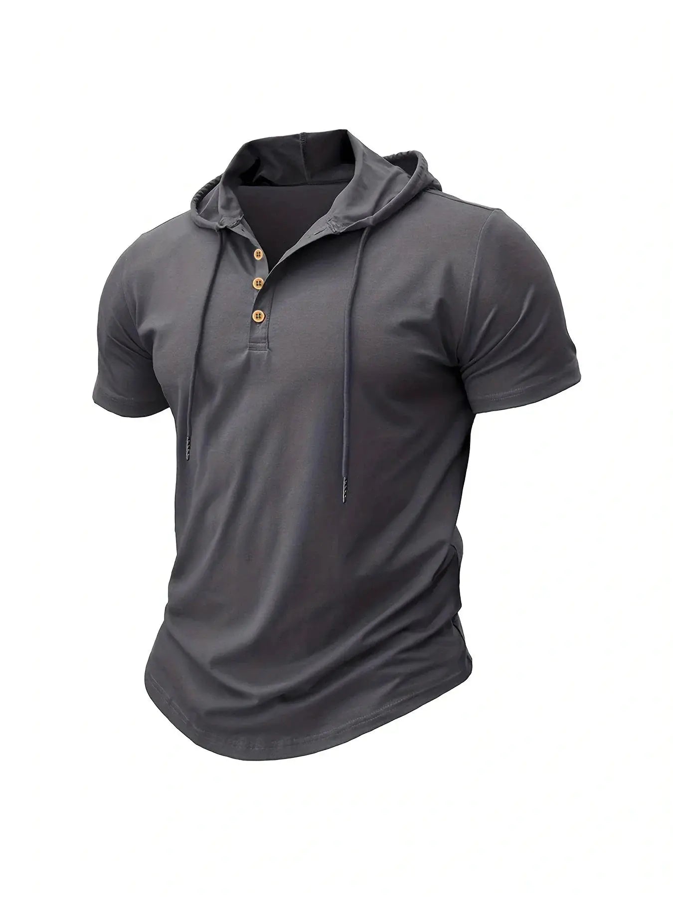 Men's Slim Fit Hooded Short Sleeve Tee Breathable Lightweight Sports Top For Fitness And Summer Wear