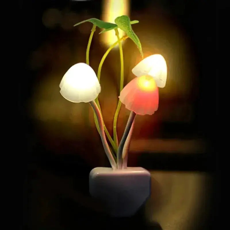 Lumina Mushroom Night Light With Auto Sensor 3 Color LED Lamp For EU And US 220V Plugs