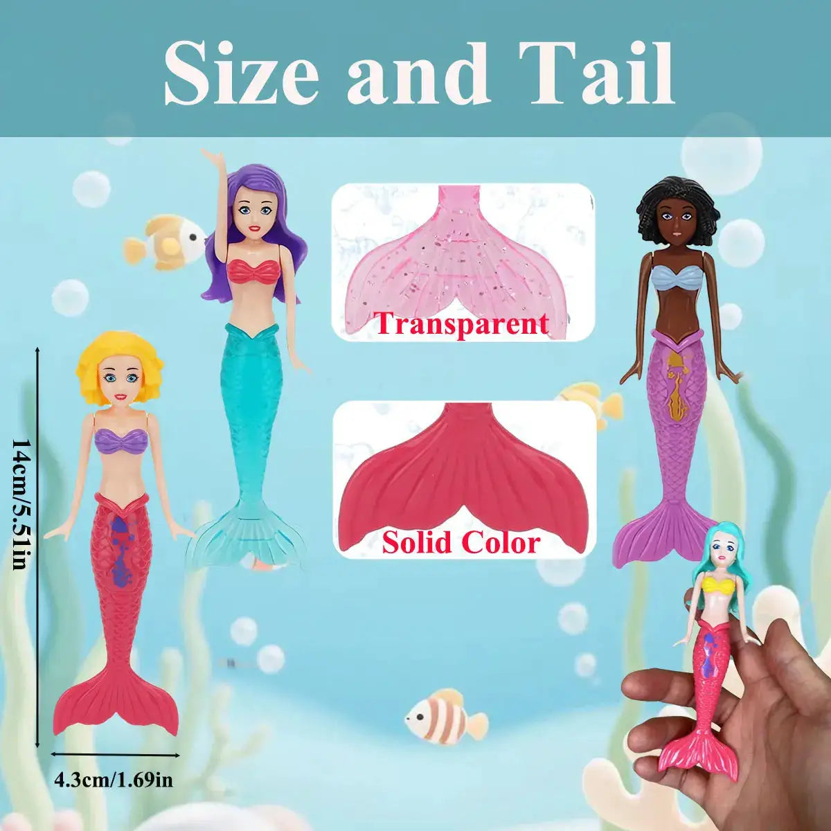 Mermaid Water Play Toys Variety Pack for Pool Beach and Bath Time Kids Gift 3 or 4 Piece Bag