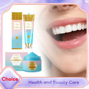 Niacinamide Whitening Toothpaste set from Simples Market with gold gradient packaging and pink/blue tubes (2 items)