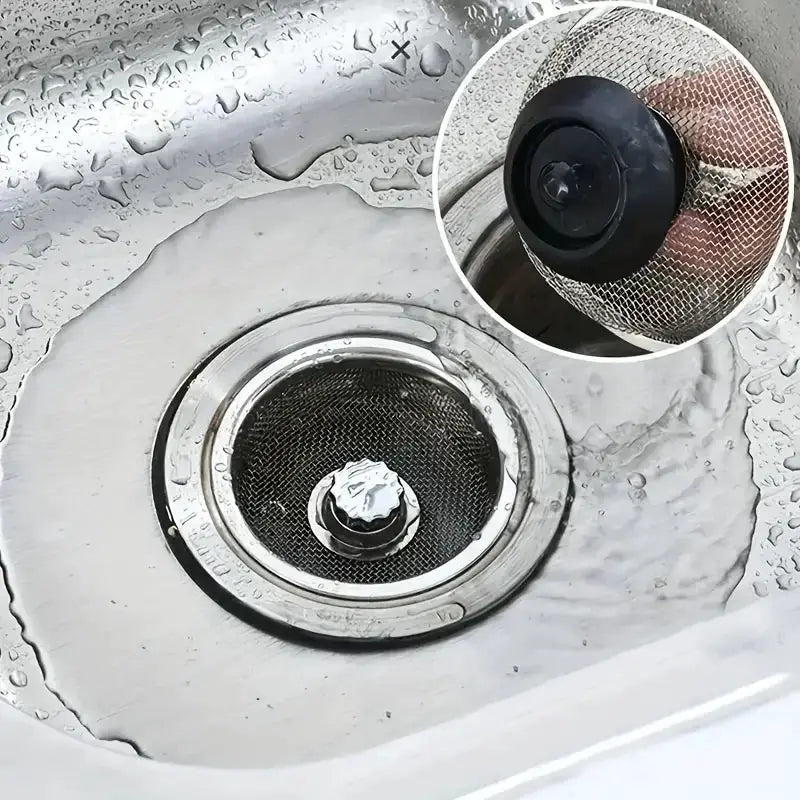 2 Pack Kitchen Sink Strainer With Handle And Stopper Replacement Drain Basket Stainless Steel Mesh Filter