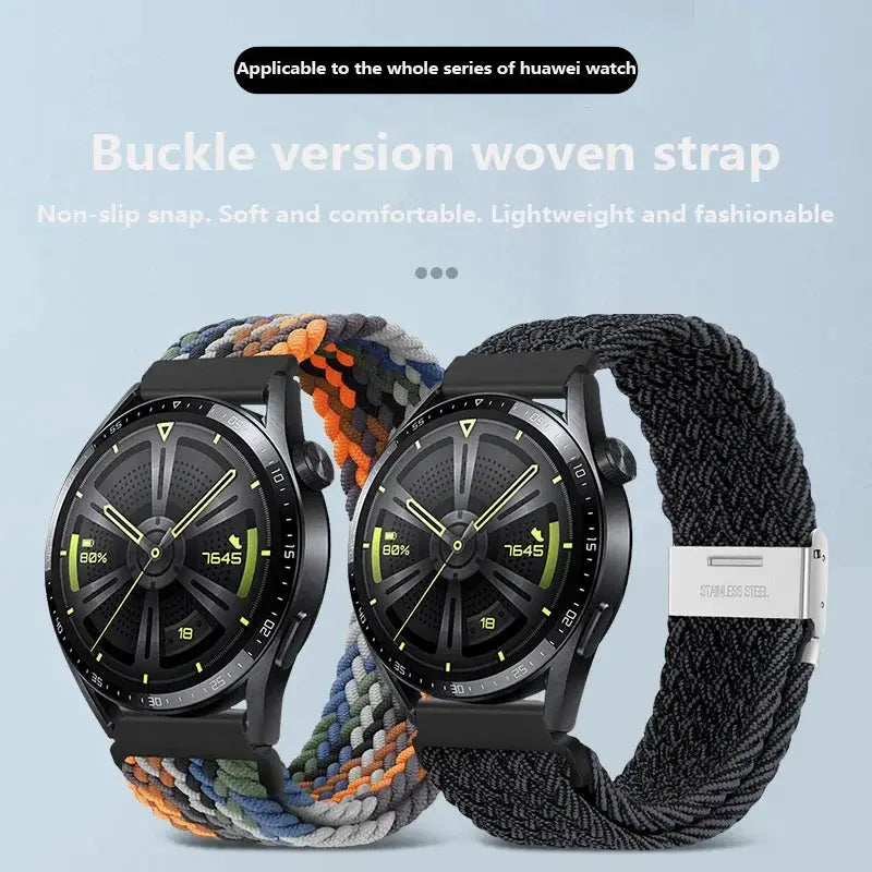 20mm 22mm Nylon Band for Samsung Galaxy Watch 6 5 4 40/44mm 5Pro Active 2 Gear S3 Braided Elastic Bracelet for Huawei GT2/3 4Pro