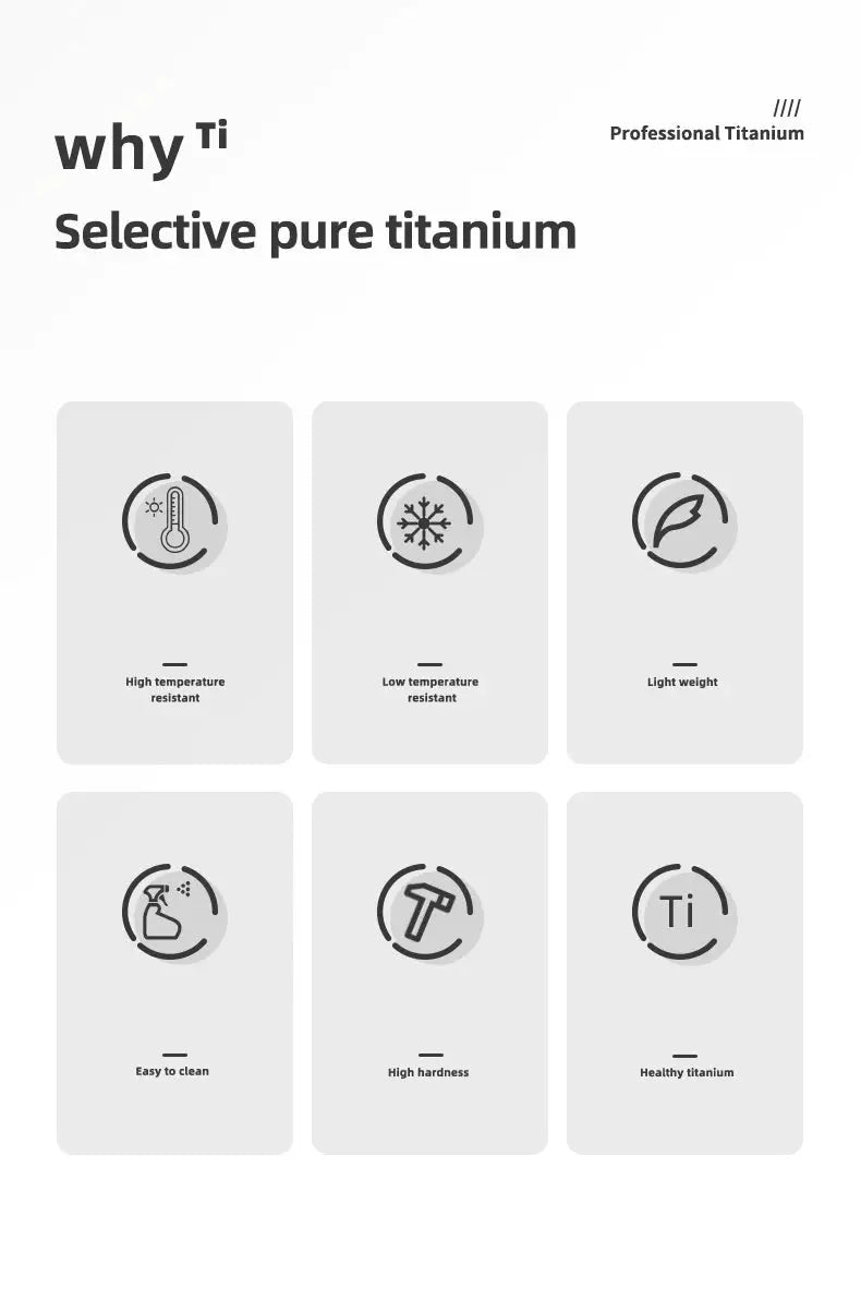 Tiartisan 260ml titanium Sierra camping bowl with fixed handle by Simples Market; six titanium feature icons