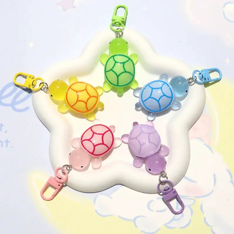 Glow In The Dark Turtle Keychain For Women And Girls Backpack Pendant Colorful Tortoise Keyring Gift