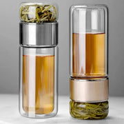 ClearSip 420ml Double Wall Borosilicate Tea Water Bottle Infuser Keeps Tea Fresh And Flavorful On The Go