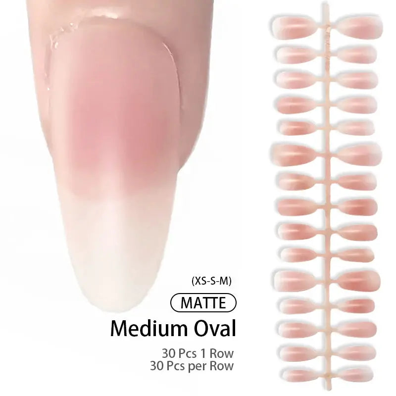 GlamNail Matte Nude Press On Nails Full Cover Easy Quick Extension 30 Piece Set For At Home Manicure