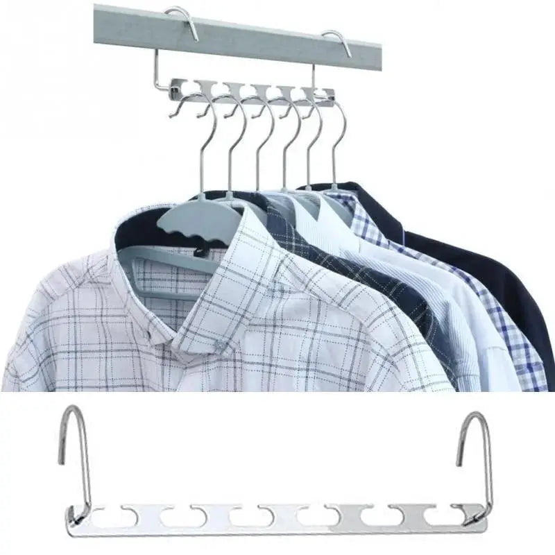 1 to 3 Pieces 37cm Multifunctional Space Saving Metal Hangers With Magic Hook Six Hole Wardrobe Organizer