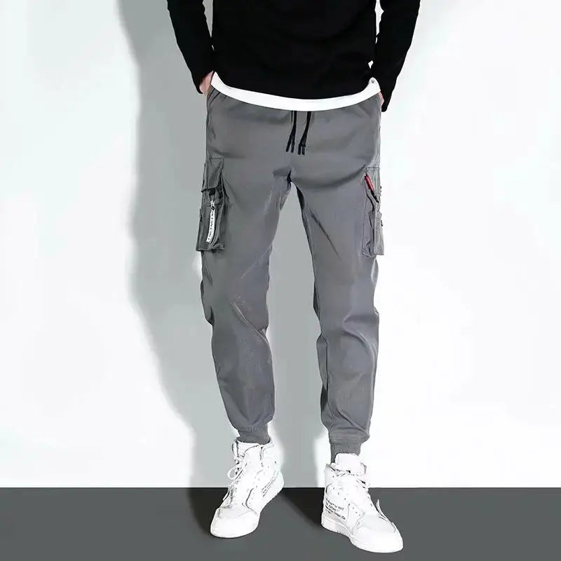 Simples Market 2025 men's work pants, grey cargo joggers with multiple pockets
