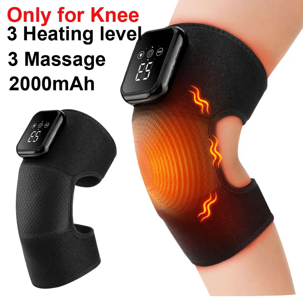 Simples Market electric knee massager, black neoprene sleeve with digital control and 3 heating levels and 3 massage modes