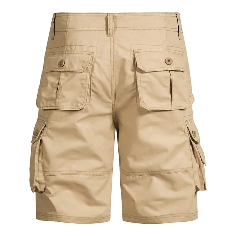 Men's cargo shorts beige cotton multi-pocket by Simples Market