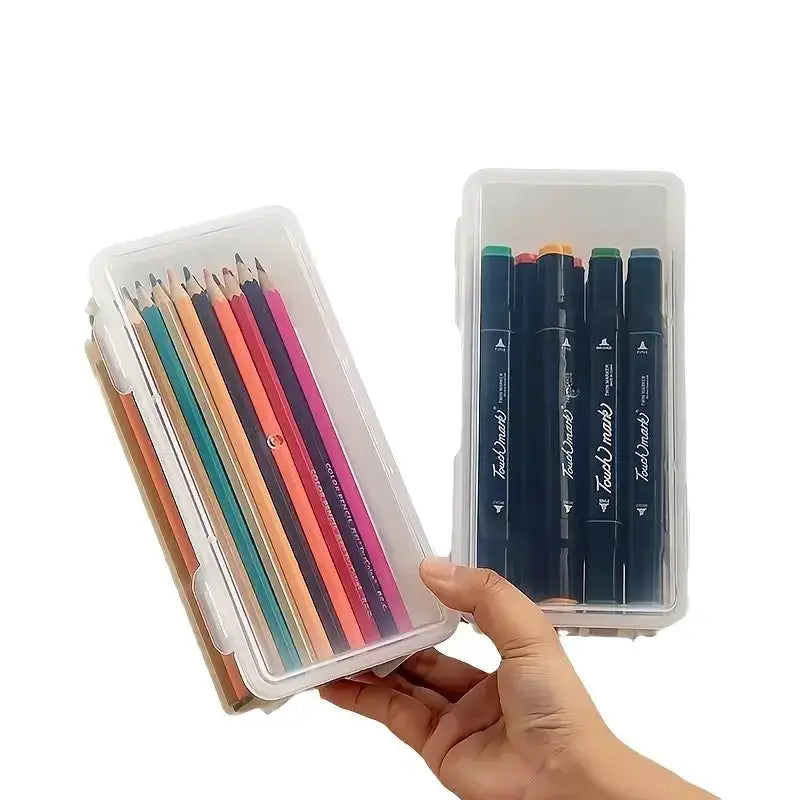 Set Of 4 Large Transparent Polypropylene Storage Boxes With Lids For Office Supplies, Pencils, And Crafts