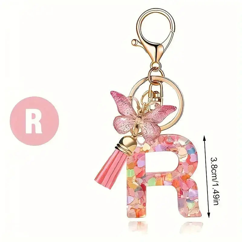 Customizable A To Z Letter Keychain With Resin Pendant Metal Holder Lobster Clasp For Keys Bags And Cars