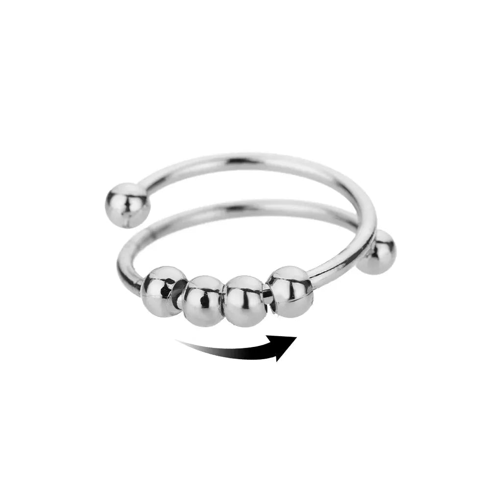 Stainless Steel Spinner Ring For Women Sunflower Motif Anti Stress Anxiety Fidget Jewelry Gift Dropshipping