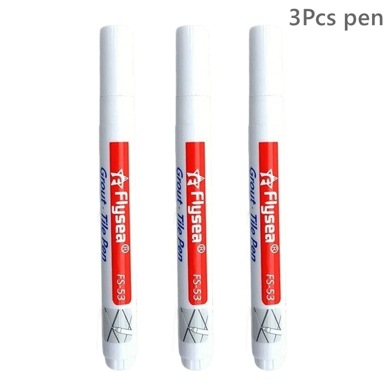 3-pack white grout pens for tile seams; waterproof tile marker for bathroom and floor repair