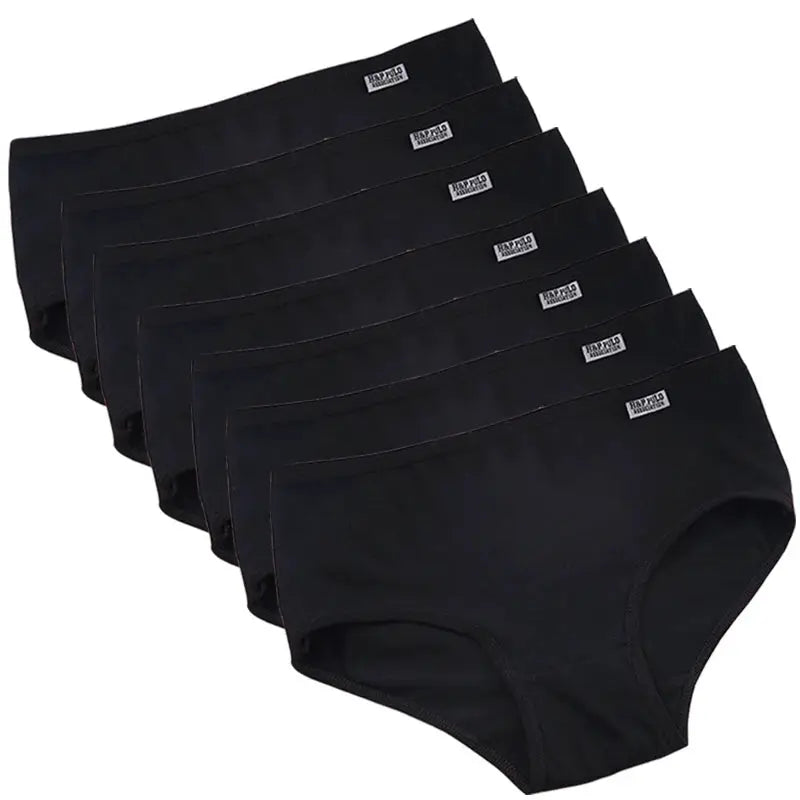 Panties 7-pack for women in black cotton, Simples Market, breathable soft underwear.