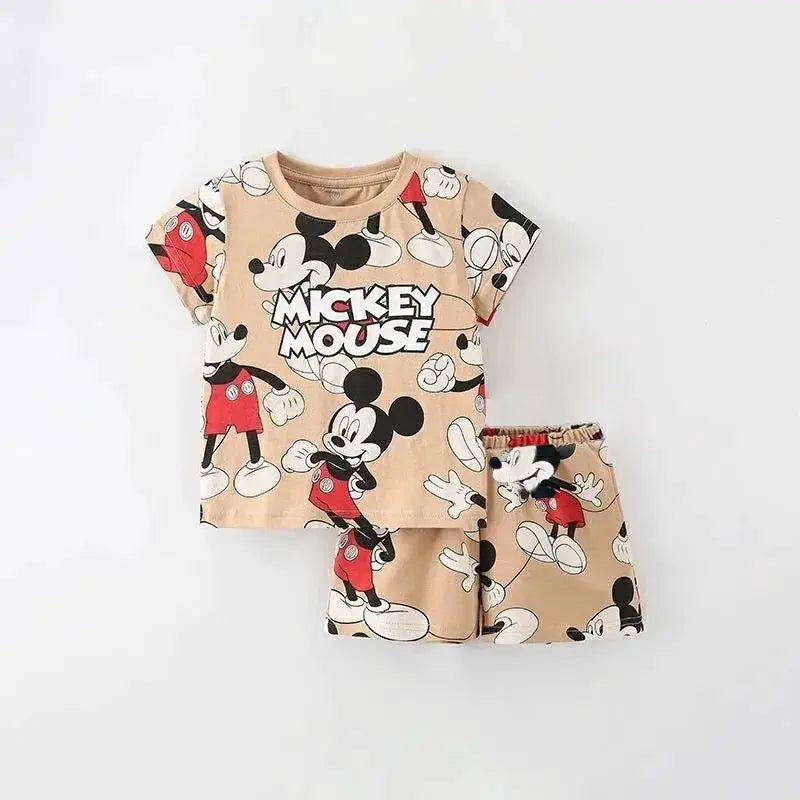 Unisex Baby Toddlers 2 Piece T Shirt And Shorts Set Summer Casual Cartoon Pattern Breathable Cotton