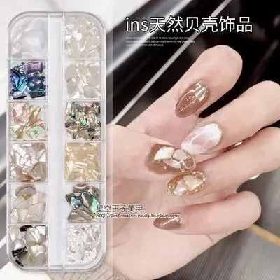 Aurora Abalone Shell Flakes Nail Charms 3D Irregular Slice Sequins Iridescent Natural Shell Shimmers For Nail Art