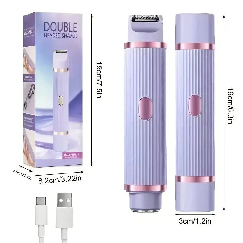 NovaLuxe Two In One Womens Electric Shaver Portable Wet And Dry Hair Remover For Eyebrows Face Legs Armpits