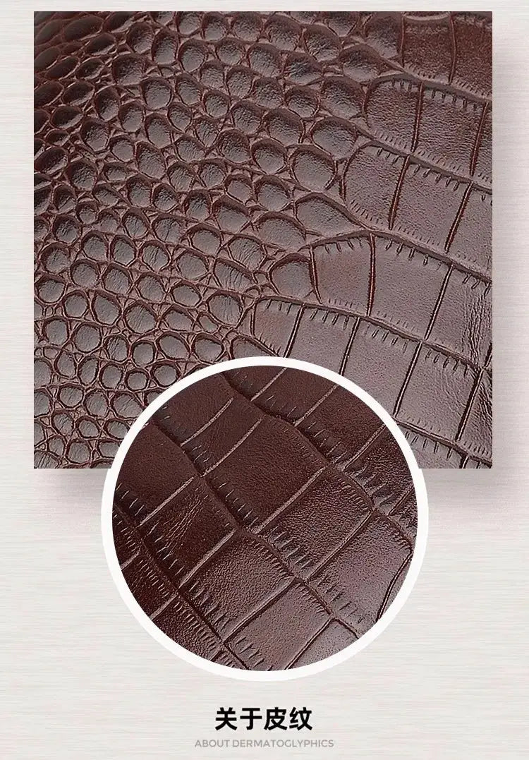 Yiwi genuine leather pocket-size planner with ring binder in brown crocodile-embossed texture.