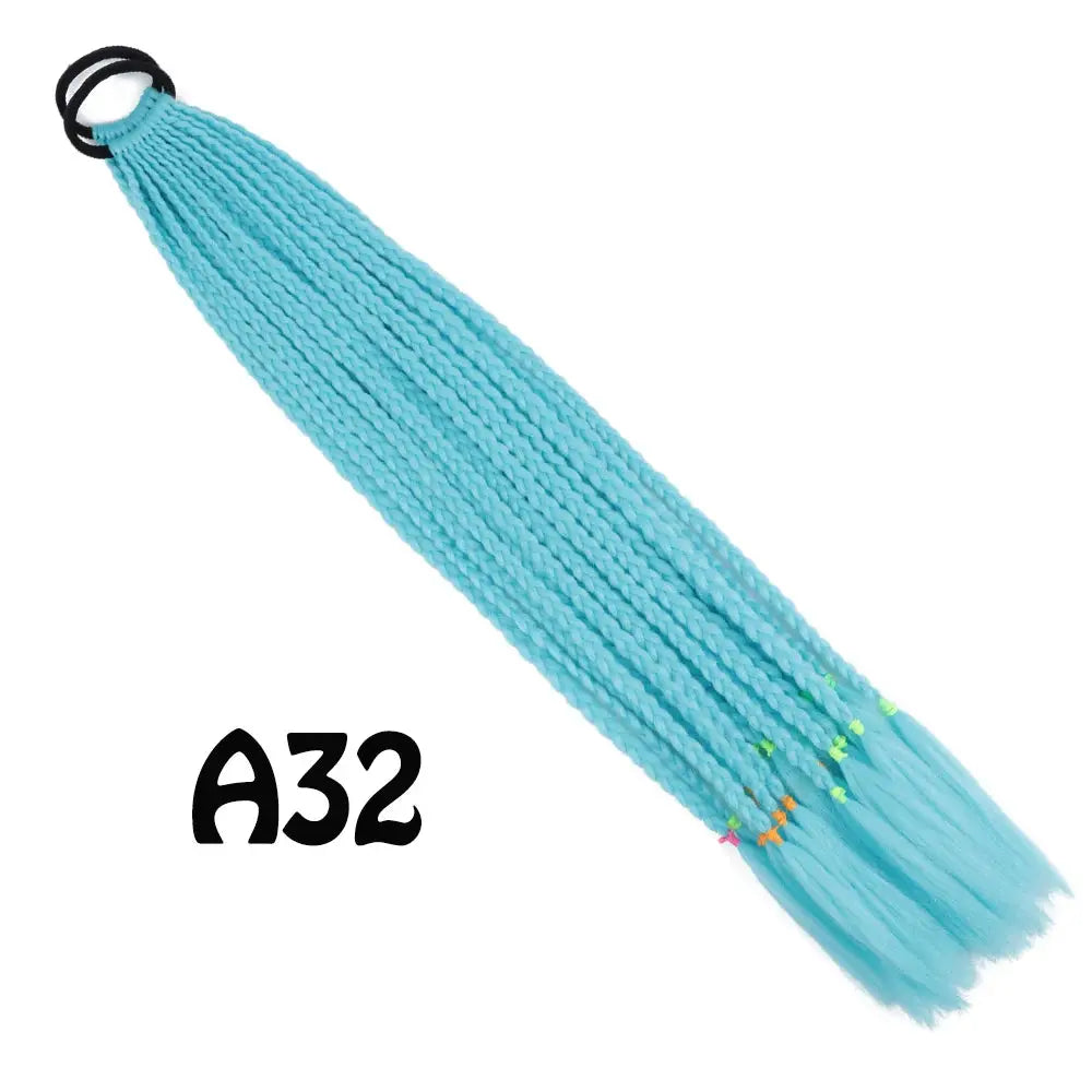 Simples Market synthetic turquoise gradient braided ponytail extension with elastic band, 24 inches