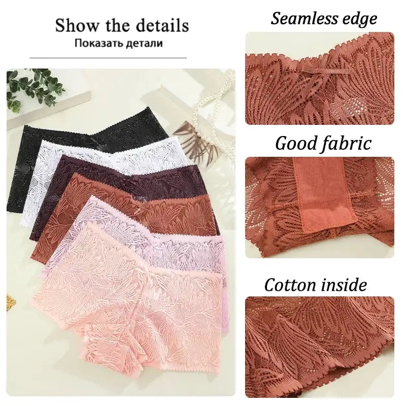 Simples Market six-pack women's seamless lace briefs in assorted colors with cotton inside