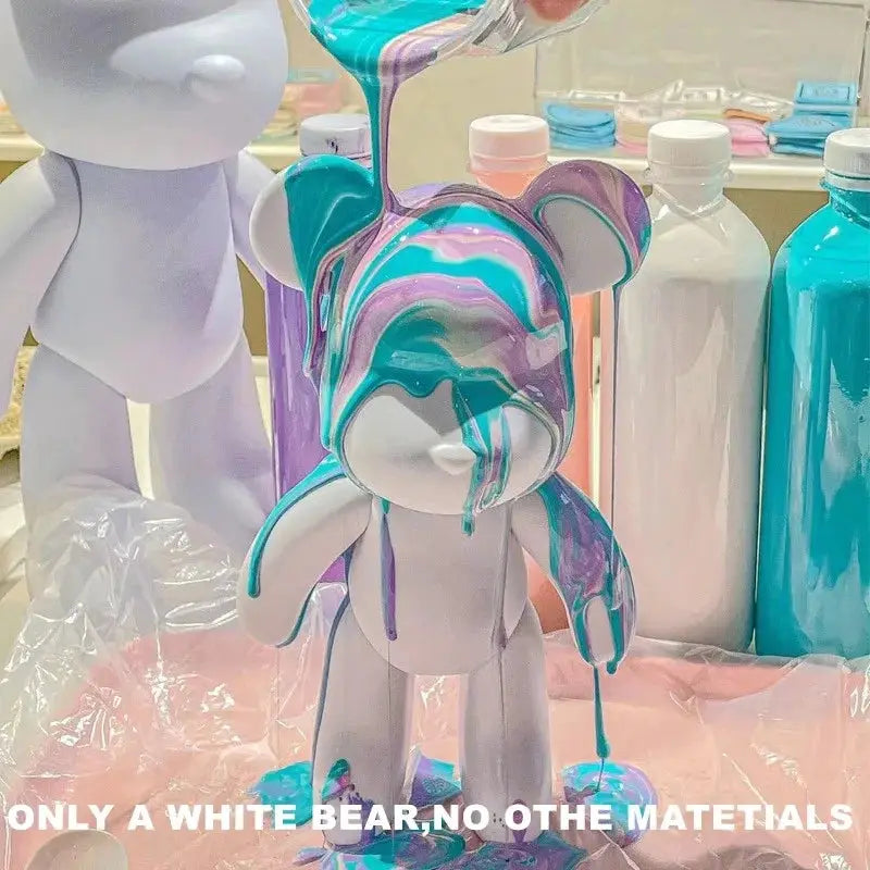 DIY Fluid Bear Sculpture Handmade Bearbrick Doll Violent Bear Graffiti Painting Toy Parent Child Gift Home Decoration